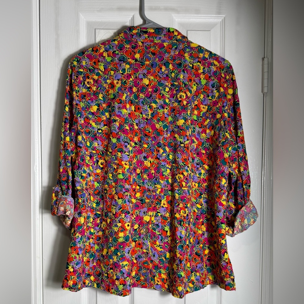 John Mark Embroidered‎ Button Front Blouse PL Pet… - image 9